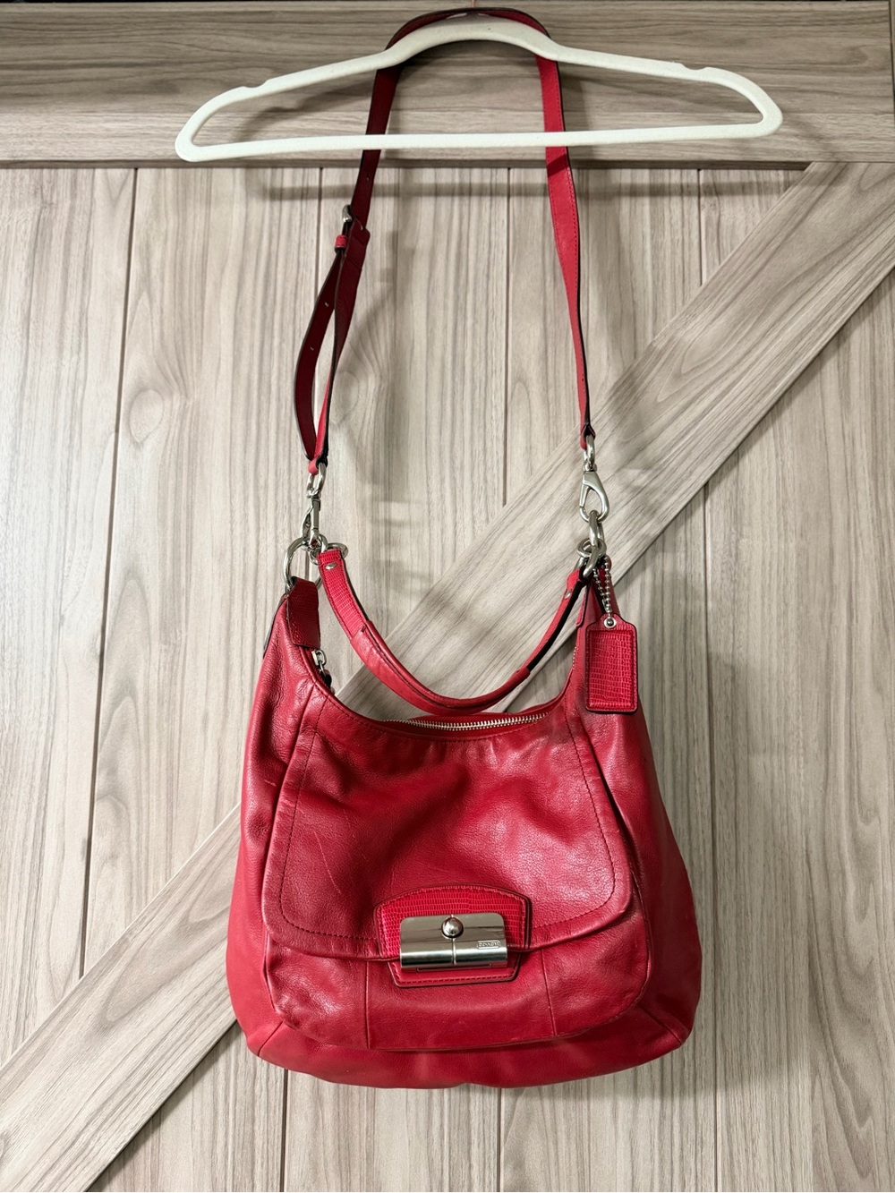 Coach Kristin leather hobo in Scarlet Red